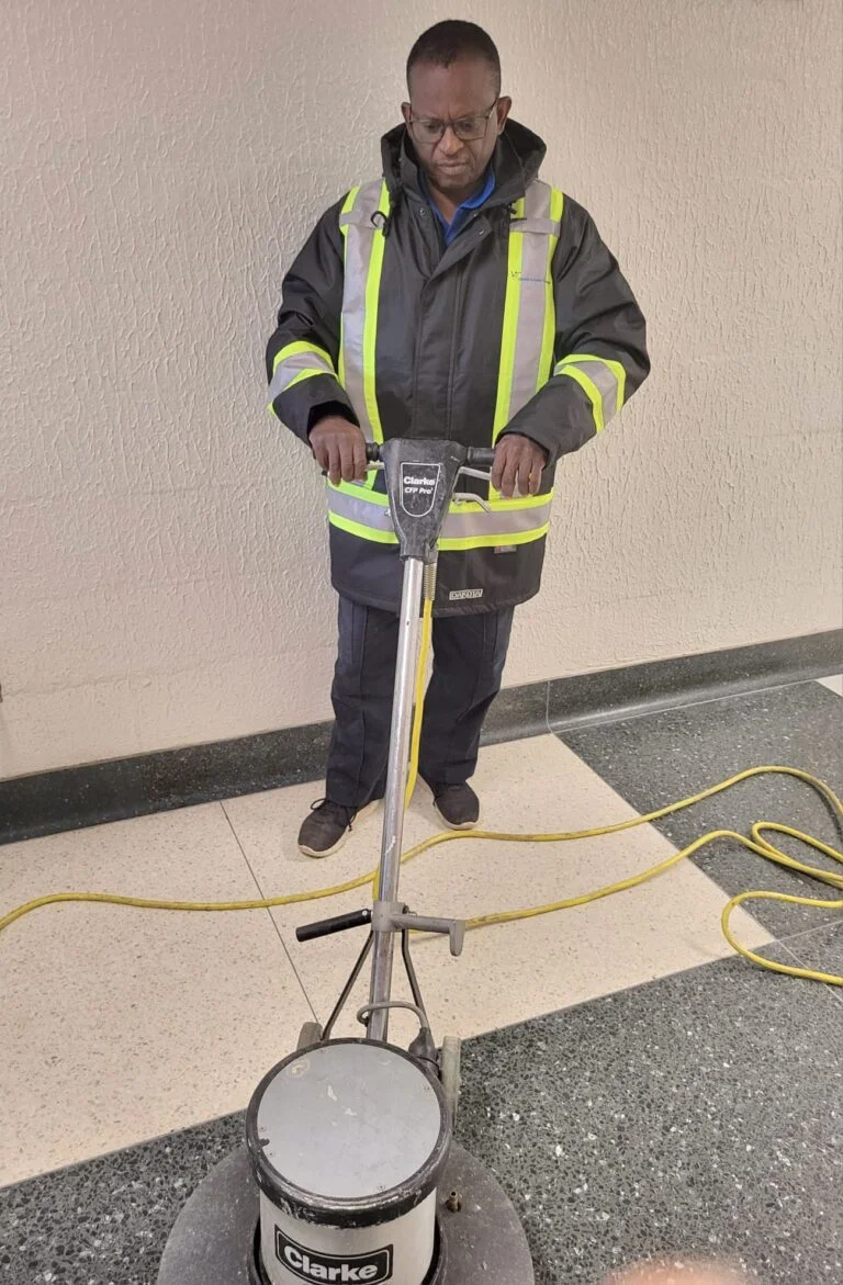 Clean hardwood floor after professional floor cleaning.
